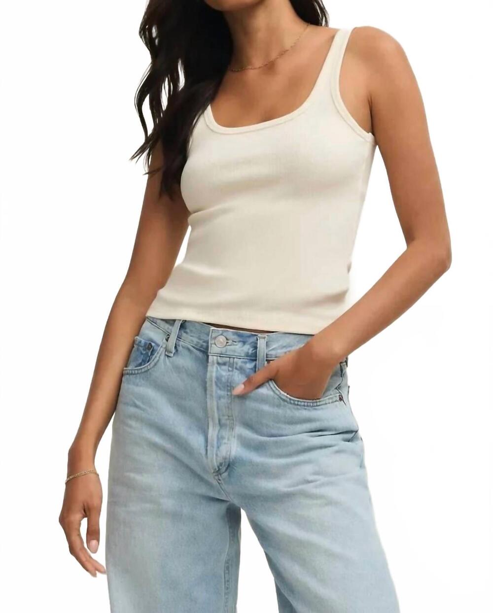 NEW Z SUPPLY renae rib tank top in cloud